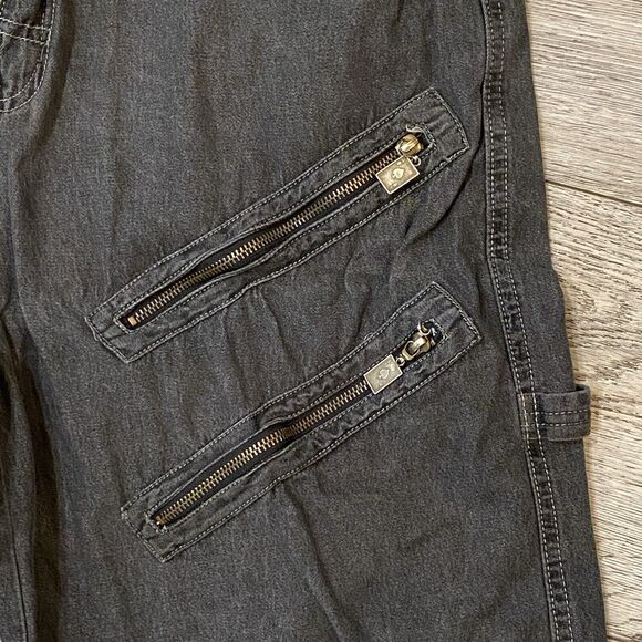 Y2k FOX JEANS Men's Cargo Shorts 34 - 38 Casual Black Denim Ace Spaces Zippers - Picture 2 of 14